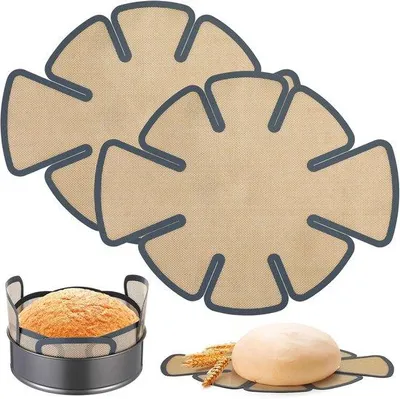 Produktbild von Zwei Brotformen - Brotformen - 46 x 37 cm - aus Kunststoff - mit Griffen an den Rändern - passt in runde Brotformen von 9,5 x 5 Zoll - grau