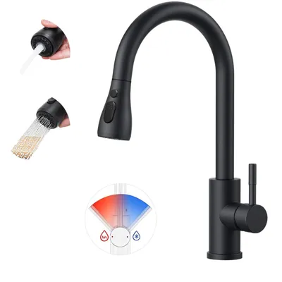 Produktbild von Wasserhahn Küche Ausziehbar mit Brause, 360° Drehbar Hoher Auslauf Küchenarmatur Schwarz, 304 Edelstahl Spültischarmatur, Cecipa MAX, DVGW