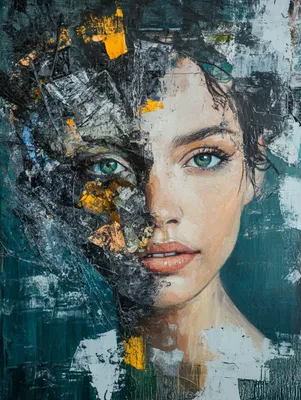 Produktbild von Leinwand Bilder auf Keilrahmen - Frauenportrait Abstrakt IN PIECES - moderne Wanddeko für Wohnzimmer, Wandbild Kunstdruck | Alivia Arts