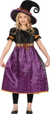 Produktbild von Hexe Magie Kostüm Zauberhaftes Kleid Lila Spinnennetz Elegantes Design Perfekt Für Fantasievolle Abenteuer, Größe: 110/116 Farbe: Lila