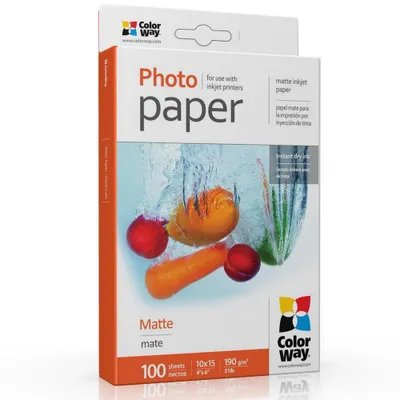 Obrázok produktu pre Colorway PM1901004R, Matte, 190 g/m², Inkjet, 100 listy, 5 - 25 °C, 150 mm