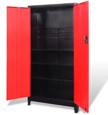 Obrázok produktu pre vidaXL Skriňa na náradie s 2 dverami Oceľ 90x40x180 cm Čierna/červená