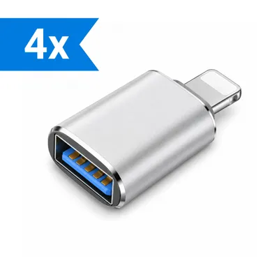Produktbild von 4x USB-A auf Lightning Adapter – USB-A (Buchse) auf Lightning (Stecker) Konverter für Datenübertragung OTG für iPhone, iPad & iPod