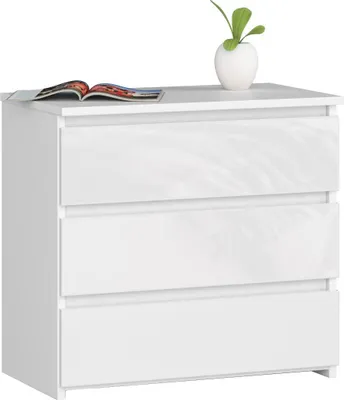 Produktbild von Akord Kommode 3 Schubladen Weiß/Weiß Hochglanz 60X35X57 Cm