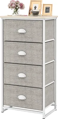 Zdjęcie produktu dla Komoda COSTWAY z 4 szufladami i blatem, komoda z tkaniny, komoda do przechowywania 45 x 30 x 94 cm
