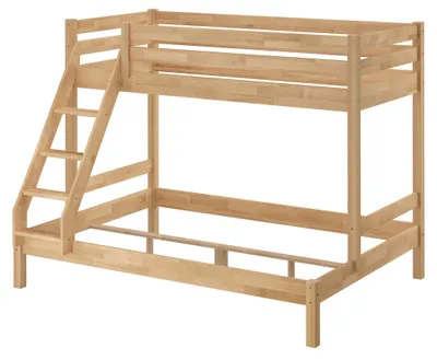 Immagine prodotto di Letto a castello stabile a due piani 90x200 e 140x200 in rovere massiccio verniciato V-60.14-09-14Doghe in assi di legno rigide incl.