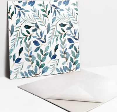 Obrázok produktu pre Samolepiace vinyleové dlaždice - Nálepky na Stenu - Podlahu - Sada 9 Kusov - 30x30 cm - Větvičky a listy