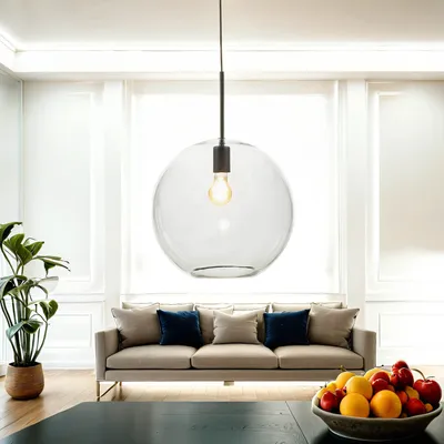 Produktbild von Hängeleuchte Glas Ø 36 cm Kugelschirm höhenverstellbar Retro Hängelampe Esszimmer Wohnzimmer