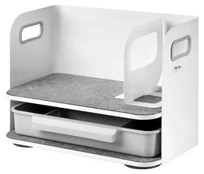 Produktbild von Schreibtisch-Organizer mit Schublade und Buchstütze für Büroutensilien bis 10 kg in Weiß