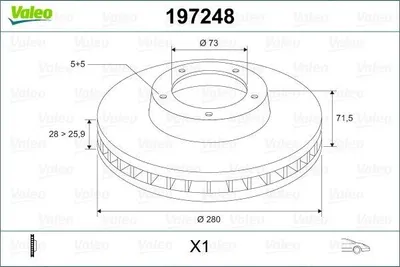 Produktbild von 2x VALEO Bremsscheibe 197248 vorne für OPEL Movano C Pritsche / Fahrgestell (U9)
