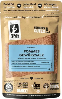 Produktbild von Pommessalz, Pommesgewürz mit Meersalz, auch ideal als Bratkartoffelgewürz, 180g