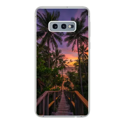 Produktbild von MuchoWow® Handyhülle Schutzhülle Hülle für Samsung Galaxy S10e Sonnenuntergang - Palmen - Strand Silikon Softcase Handy Hülle - Handy