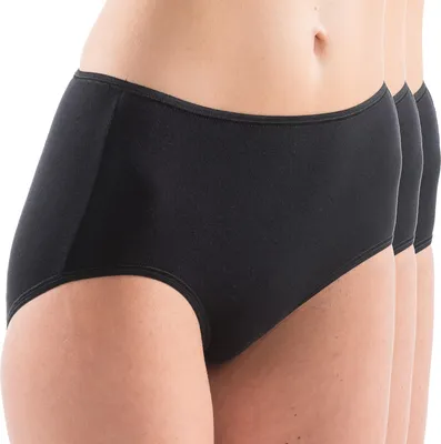 Produktbild von HERMKO 5011 3er Pack Damen Taillenslip aus Baumwolle/Elasthan (Maxi-Slip), Farbe:schwarz, Größe:52/54 (XXL)