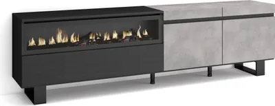 Immagine prodotto di COZY Mobile TV Soggiorno, 200x35x57cm, Per TV fino a 80, Camino elettrico, Cemento