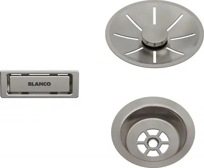 Produktbild von Blanco, Ablauf-/Überlaufset für Einzelbecken, satin platinum, 207406