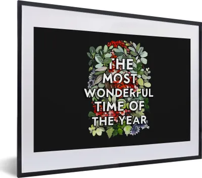 Produktbild von MuchoWow® Gerahmtes Poster Pflanzen - Blumen - Zitate - Weihnachten 40x30 cm - Poster mit Schwarzem Bilderrahmen Wandposter Rahmen Foto Bilder - Bilderrahmen - Poster im Rahmen