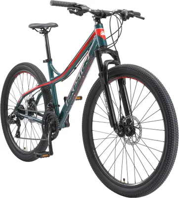 Produktbild von BIKESTAR Hardtail Aluminium Mountainbike 27.5 Zoll, 21 Gang Shimano Schaltung mit Scheibenbremse | 17 Zoll Rahmen MTB Erwachsenen- und Jugendfahrrad | Grün & Rot