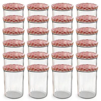 Productafbeelding van Inmaakpot jampot - 440 ml - 24 stuks - Met TO 82 schroefdop in rood wit