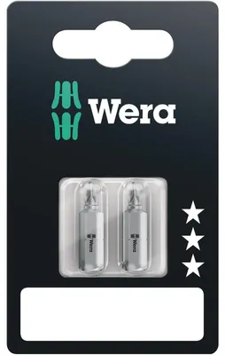 Produktbild von Wera Bit PH Größe 1 Länge 25mm 1 / 4 Zoll 6-kant C6,3 zähhart Karte mit 2 St. 851 / 1 Z SB - 5073304001