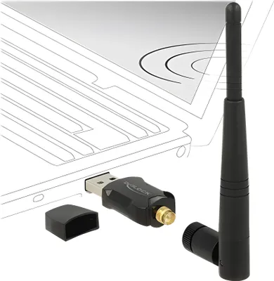 Produktbild von Delock USB 2.0 Dual Band WLAN ac/a/b/g/n Stick - Netzwerkadapter - USB 2.0 - Wi-Fi 5 - Schwarz