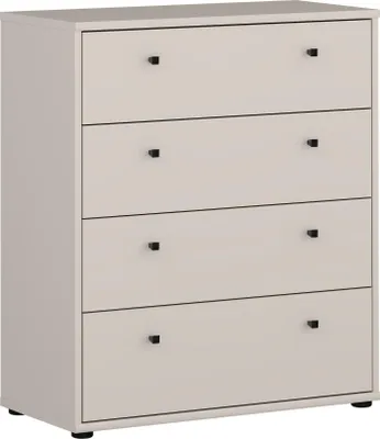 Produktbild von Forte TEMPRA 2 Kommode 70 80, moderne Kommode mit 4 Schubladen, Schlafzimmer, Wohnzimmer, Büro, Holzwerkstoff, Kaschmir|Beige, 73,7 cm breit x 85,5 cm hoch x 34,8 cm tief
