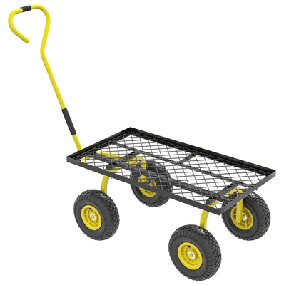 Produktbild von Gartentransportwagen, Handanh?nger, vierr?driger Handwagen, 94 x 48,5 x 100 cm, max. Zuladung 150 kg, Gelbmetall