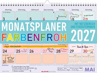 Produktbild von Monatsplaner 1M/1S Farbenfroh 2027