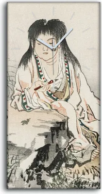 Produktbild von Leinwand Wanduhr Wandkunst Uhr 30x60 Malerei Asiatische Traditionelle Kimono - weiße Hände