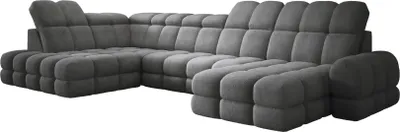 Produktbild von DomoHome Ecksofa Tollo Graphit Anthology-Stoff Linke Seite 400x217x105 cm, U-Form Sofa mit Schlaffunktion, Bettkasten 120x85x17 cm, Elektrisch Verstellbar