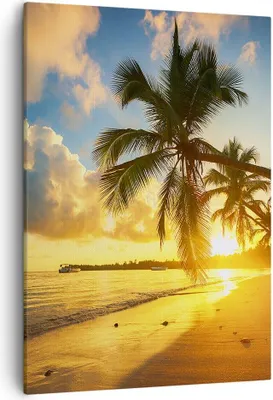 Produktbild von Bild auf Leinwand - Leinwandbild - Einteilig - Meer Strand Palme - 50x70cm - Wand Bild - Wanddeko - Wandbilder - Leinwanddruck - Kunstdruck - Wanddekoration - Leinwand bilder - Wandbild - PA50x70-3922