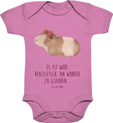 Produktbild von Mr. & Mrs. Panda babykleidung body Meerschweinchen Weisheit 1. - 3. Monat - Bubble Gum Pink - Geschenk, Wunder, Kurzarmbody, Motivation, Spruch, Strampler Baby, Babybody