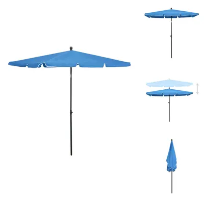 Zdjęcie produktu dla vidaXL Parasol z drążkiem 210x140 cm lazurowy niebieski - Parasole i parasole przeciwsłoneczne