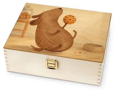 Produktbild von Mr. & Mrs. Panda Teebox Hund Keks Design - Weiß - Geschenk, Leckerli, Hundesnacks, für Paare, Tee Aufbewahrung, Hundemotiv, Teedose, Box, glücklich, Hungrig, holz