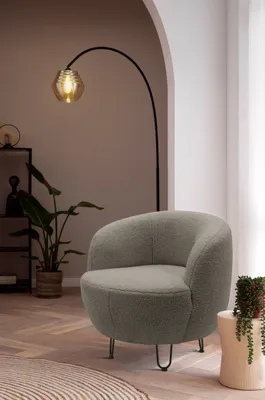 Produktbild von DOMO Collection Sessel Denver, ovaler Polstersessel, Loungesessel, bodenfreies Design, Relaxsessel, 72 x 76 x 72 cm (BxTxH), taupe