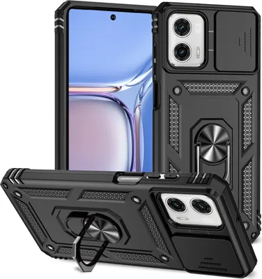 Produktbild von Moto G Power 2023 Hülle mit Schiebe Kamera Schutz und Ringhalter Ständer Schutzhülle für Motorola Moto G Power 2023 Schwarz
