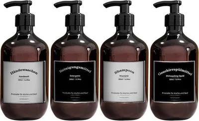Produktbild von Seifenspender-Set Kunststoff 4-teilig braun 300ml
