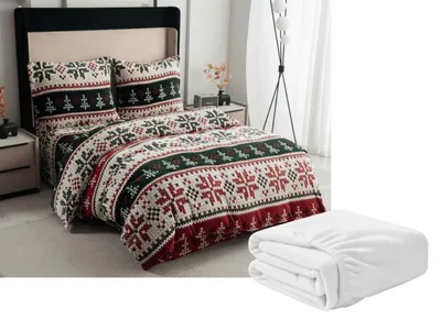 Obrázok produktu pre Súprava mikroplyšových obliečok FROSTED CHRISTMAS farebné 90x200