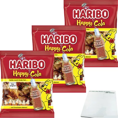 Produktbild von Haribo Happy Cola 3er Pack (3x175g Packung) + usy Block