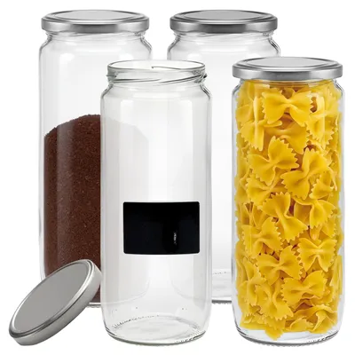 4er-Set Vorratsgläser 1,1 L mit Schraubdeckel, Glasdosen