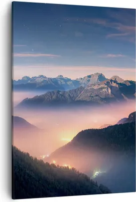 Produktbild von Bild auf Leinwand - Leinwandbild - Einteilig - Berge Wolken Nebel - 50x70cm - Wand Bild - Wanddeko - Wandbilder - Leinwanddruck - Wanddekoration - Leinwand bilder - Wandbild - PA50x70-5004