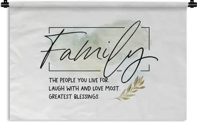 Produktbild von MuchoWow® Wandteppich Wandbehang Zitate - Sprichwörter - Familie 90x60 cm Tapisserie Dekoration Wandtuch - Wandskulpturen - Bildteppich