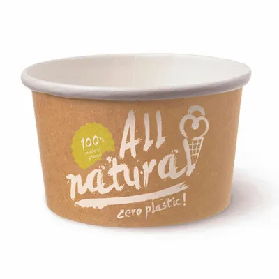 Produktbild von 50x  Eisbecher Pappe  500 ml ALL NATURAL ohne Kunststoffbeschichtung