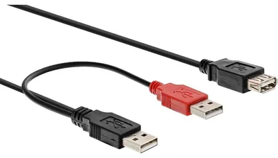 Produktbild von InLine USB 2.0 Y-Anschlusskabel, 2x Stecker A an Buchse A, 0,2m, 0,2 m, 2 x USB A, USB A, Stecker/Buchse, 0,48 Gbit/s, Schwarz