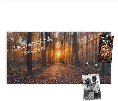 Produktbild von Magnettafel 100x50cm Pinnwand Whiteboard beschreibbar - Sonnenuntergang Wald