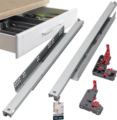 Produktbild von KOTARBAU® 1 Paar (2 St.) 3D Schubladenschienen Bodenmontage Vollauszug Softclose 600 mm Stahl Schubladenauszug Vollauszug Teleskopschienen Bodenmontage Vollauszug Schubladenauszüge unten montiert