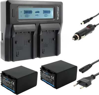 Produktbild von 2x Akku + Lader für Sony NP-FH100 NP-FH40 NP-FH50 NP-FH60 NP-FH70 2400 mAh