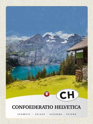 Produktbild von vianmo Holzschild 40x30 cm Confoederatio HelveticaNatur Bildmotiv Reisemotiv Abenteuer Reisen