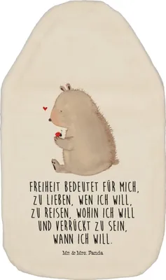 Produktbild von Mr. & Mrs. Panda Wärmflasche Bär Marienkäfer - Weiß - Geschenk, Wärmflaschen, Freiheit, Wärmekissen, Das Leben Ist schön, mit Bezug, Bettflasche, Teddy, Motivation, Liebe