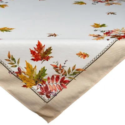 Produktbild von Tischdecke Herbst 110 x 110 cm mit bunter natürlicher Blätter-Bordüre