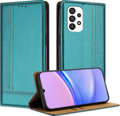 Image de Housse de téléphone portable pour Samsung Galaxy A33 5G Housse en cuir à rabat avec fonction support Vert